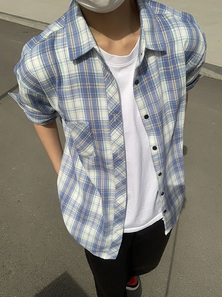 Light Blue Plaid Men's Shirt Summer Cool Handsome Checkered Sun Protection Top Cleanfit Handsome Shirt Jacket Loose Fit Long ...
Light Blue Plaid Men's Shirt Summer Cool Handsome Checkered Sun Protection Top Cleanfit Handsome Shirt Jacket Loose Fit Long ...