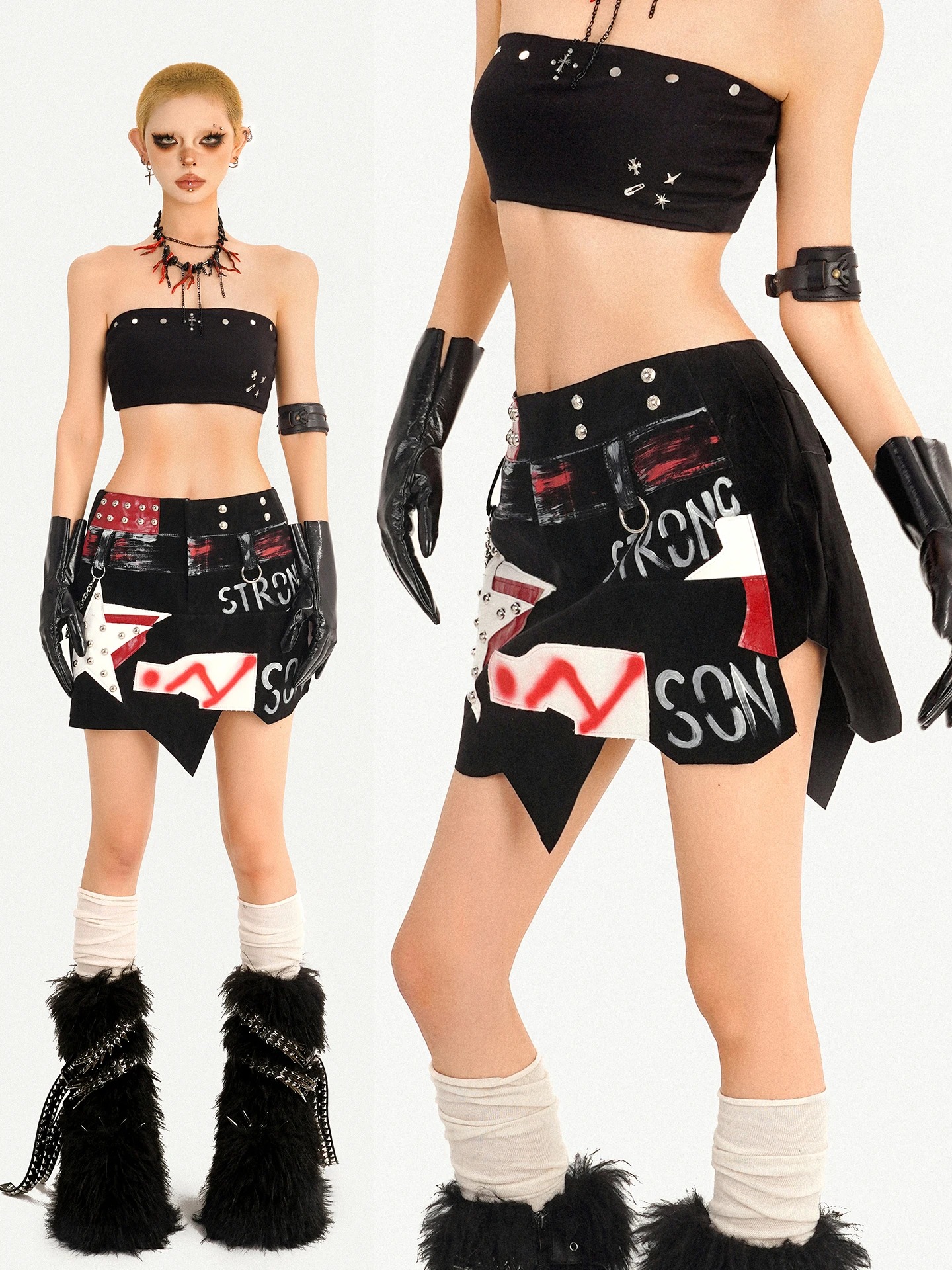 Nico Molly Graffiti Nail Rockabilly Skirt Asymmetric Irregular Skirt Personality Design Low Waist Pearl Embellished Wome...
Nico Molly Graffiti Nail Rockabilly Skirt Asymmetric Irregular Skirt Personality Design Low Waist Pearl Embellished Wome...