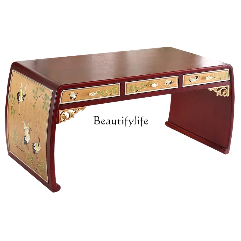 New Chinese solid wood dining table painting with drawing book writing desk tea table painting case study furniture
New Chinese solid wood dining table painting with drawing book writing desk tea table painting case study furniture