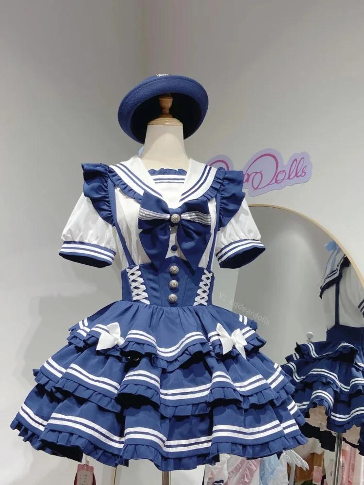 Japanese Preppy Style Sweet Lolita 2 Piece Set Women Y2k Sailor Collar Bow Tops + Strap Skirts New Fashion Kawaii Outfits Summer
Japanese Preppy Style Sweet Lolita 2 Piece Set Women Y2k Sailor Collar Bow Tops + Strap Skirts New Fashion Kawaii Outfits Summer