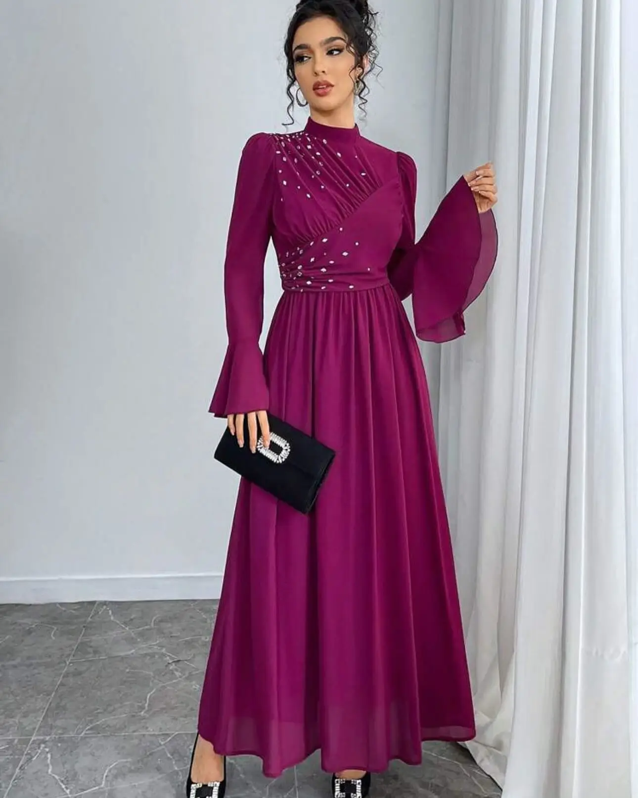 Customized Temperament High Collar Crystal Evening Dresses Classic Chiffon Long Sleeves Pleats Vestido De Festa Vestid
Customized Temperament High Collar Crystal Evening Dresses Classic Chiffon Long Sleeves Pleats Vestido De Festa Vestid
