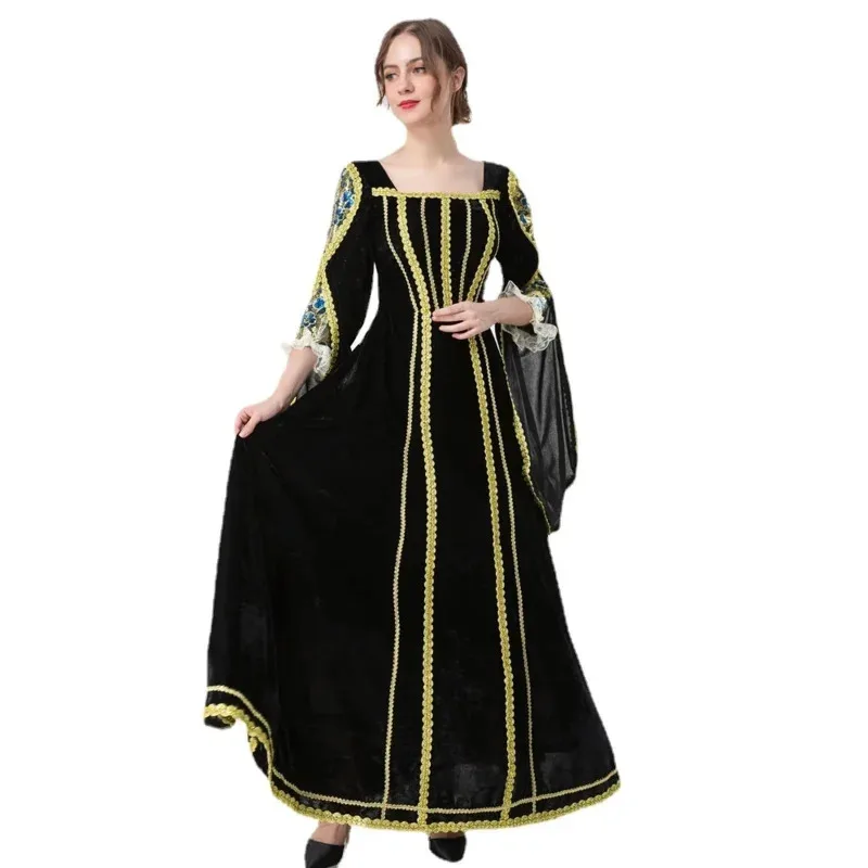 2022 new Halloween women adult black long dress umopean retro court dress witch cosplay dress
2022 new Halloween women adult black long dress umopean retro court dress witch cosplay dress