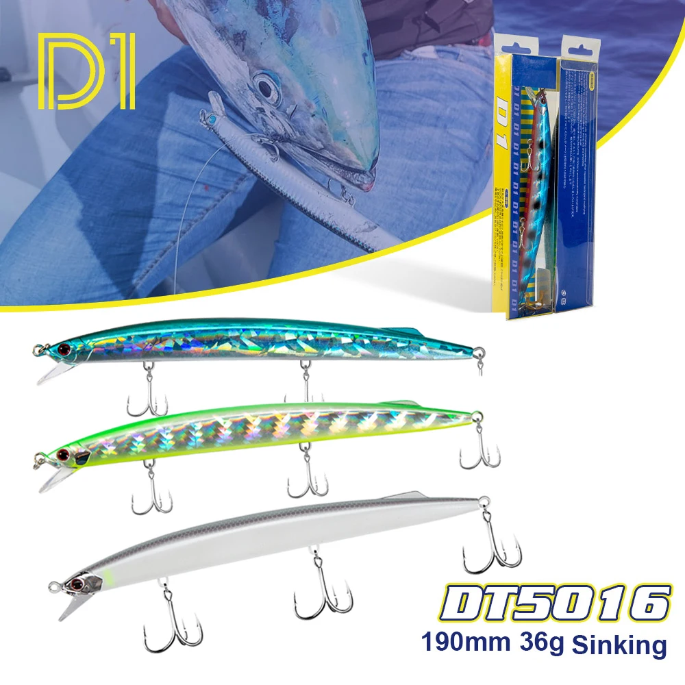 D1 Minnow Fishing Lure Sinking Bait 190mm 37.5g- 38g 3PCS Hard Jerkbait Depth 0.6-0.9m Fishing Tackle For Bass Pike DT5016
D1 Minnow Fishing Lure Sinking Bait 190mm 37.5g- 38g 3PCS Hard Jerkbait Depth 0.6-0.9m Fishing Tackle For Bass Pike DT5016