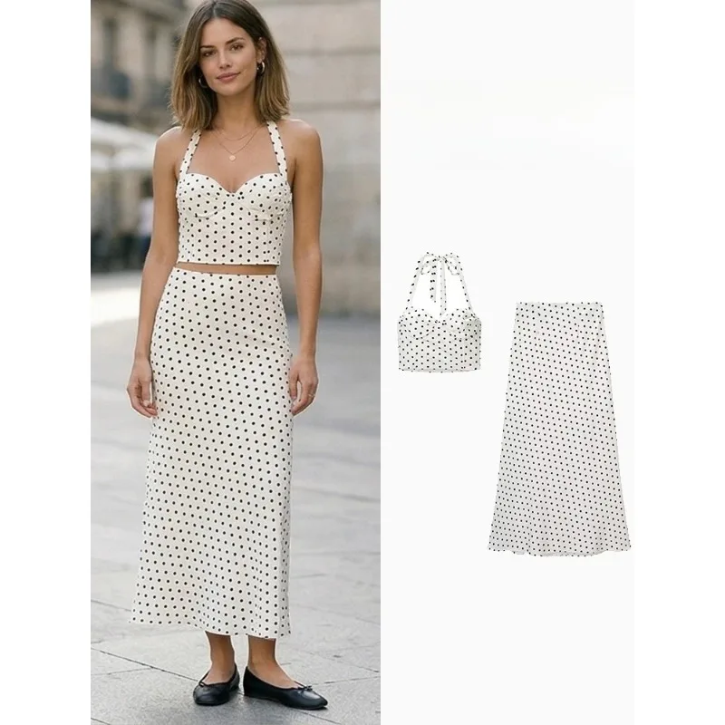 ZOCI Women Fashion 2 Piece Sets Dot Bowed Halter Neck Tops & Vintage Side Zipper Midi Skirt Female Chic Lady Skirts Set
ZOCI Women Fashion 2 Piece Sets Dot Bowed Halter Neck Tops & Vintage Side Zipper Midi Skirt Female Chic Lady Skirts Set