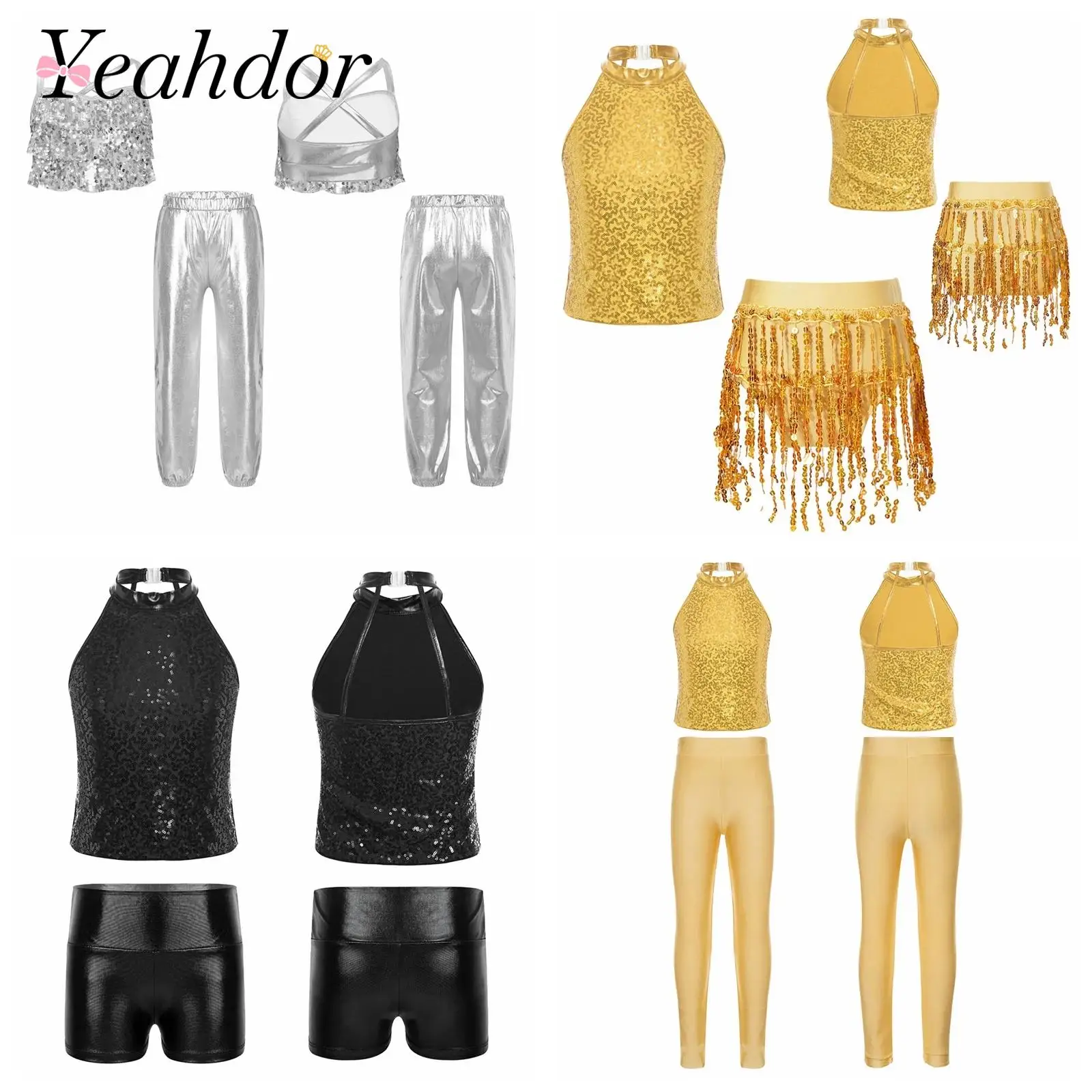 Children Sequins Dance Outfits Kids Girls Metallic Jazz Dance Performance Costume Hip Hop Clothes Sets Glittery Crop Top + Pants
Children Sequins Dance Outfits Kids Girls Metallic Jazz Dance Performance Costume Hip Hop Clothes Sets Glittery Crop Top + Pants