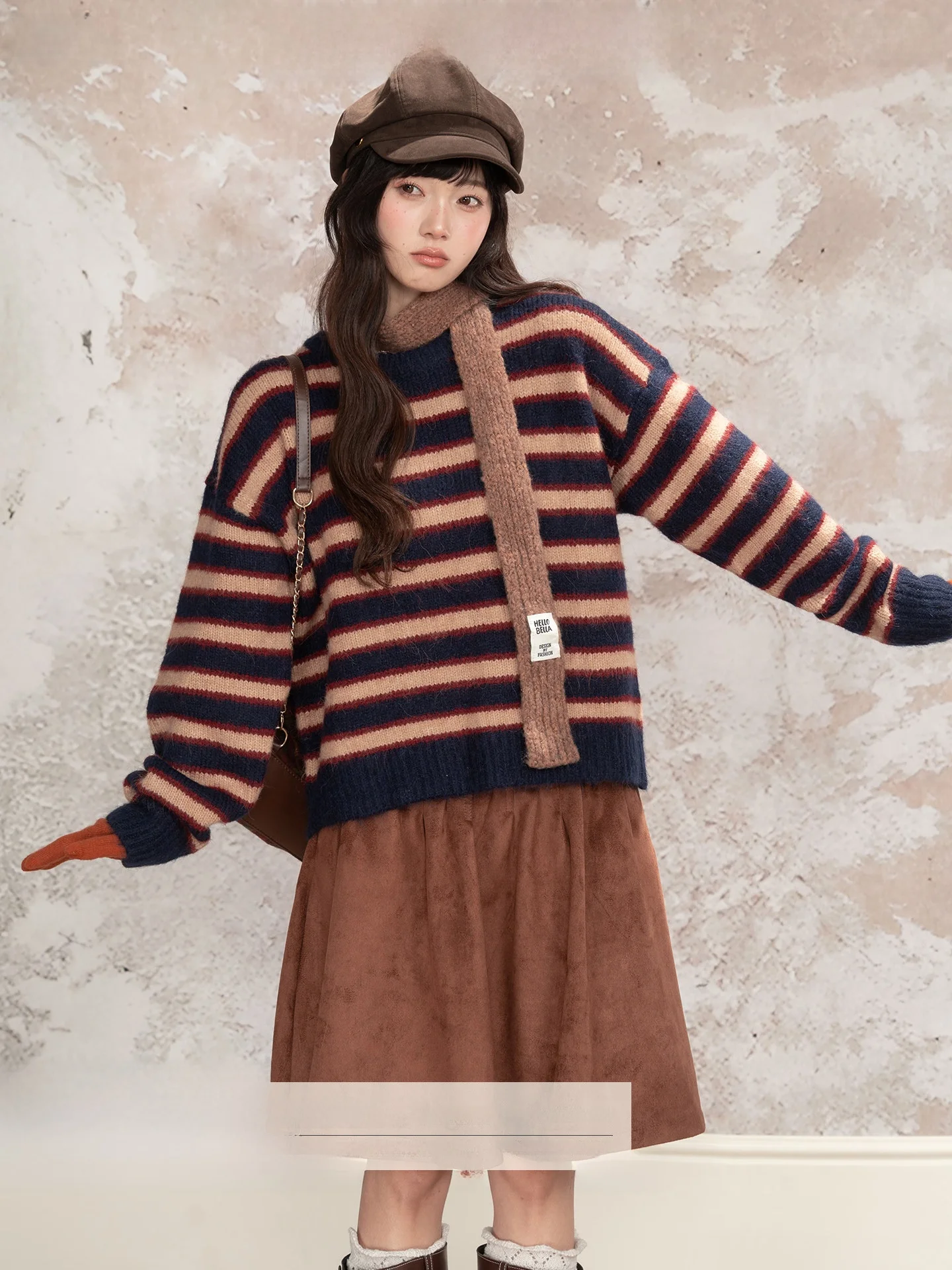 Loveheynew Винтажный цветной полосатый свитер-пуловер с круглым вырезом для женщин, зимний, свободный, повседневный, универсальный топ
Loveheynew Винтажный цветной полосатый свитер-пуловер с круглым вырезом для женщин, зимний, свободный, повседневный, универсальный топ