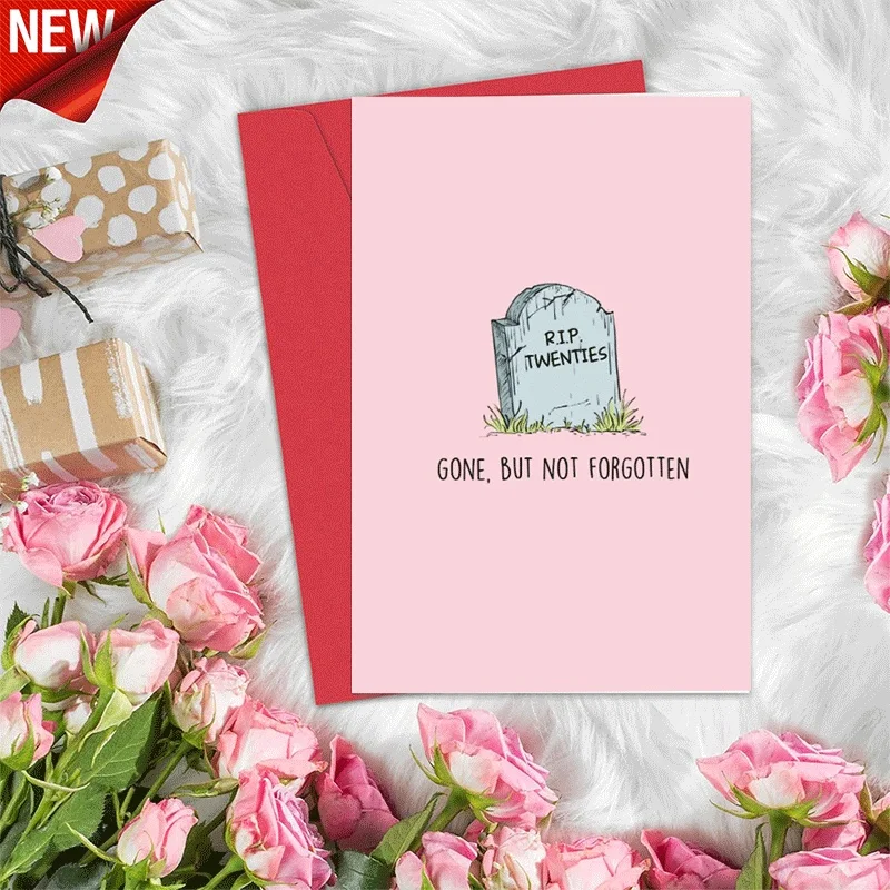 Funny RIP Twenties Greeting Card Gone But Not Forgotten Birthday Farewell Card for 30th Birthday Gift
Funny RIP Twenties Greeting Card Gone But Not Forgotten Birthday Farewell Card for 30th Birthday Gift