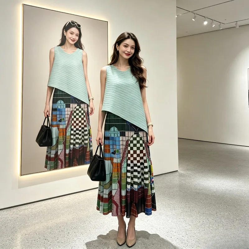 Miyake Pleated 2026 New Spring Summer Sleeveless Vest Printed Skirt Women's Summer Korean Style Slim Fashion Vacation Set Pleat
Miyake Pleated 2026 New Spring Summer Sleeveless Vest Printed Skirt Women's Summer Korean Style Slim Fashion Vacation Set Pleat