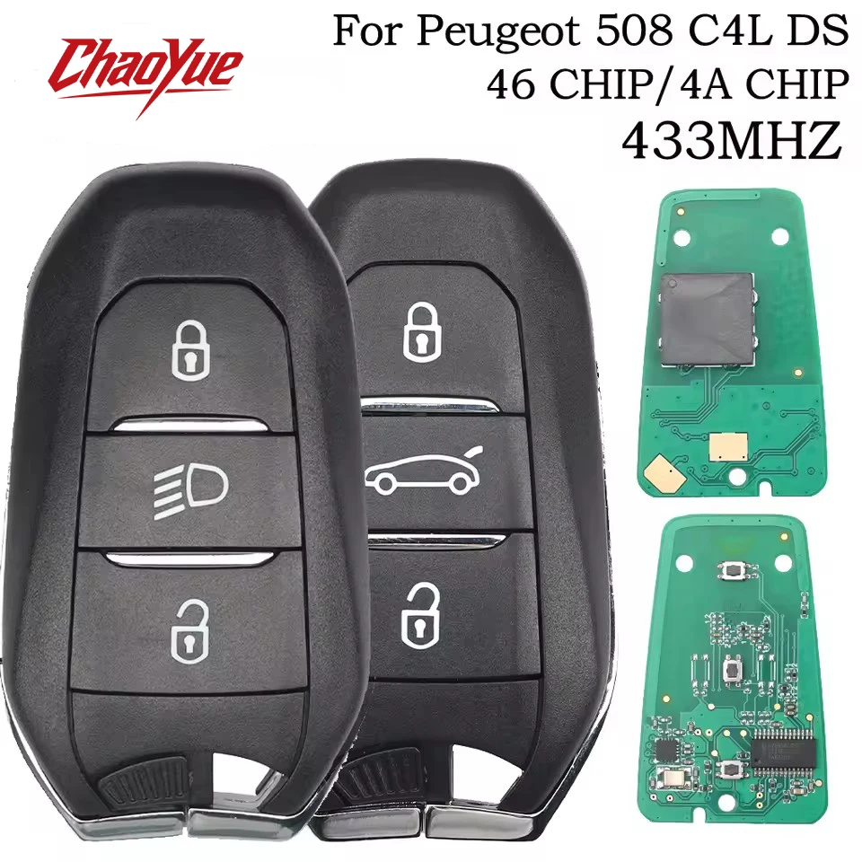ChaoYueID46/4A PCF7945/53 433MHz Proximity Car Remote Key For Peugeot 208 301 308 508 3008 5008 Citroen C3 C4 C4L C5 Picasso DS5
ChaoYueID46/4A PCF7945/53 433MHz Proximity Car Remote Key For Peugeot 208 301 308 508 3008 5008 Citroen C3 C4 C4L C5 Picasso DS5
