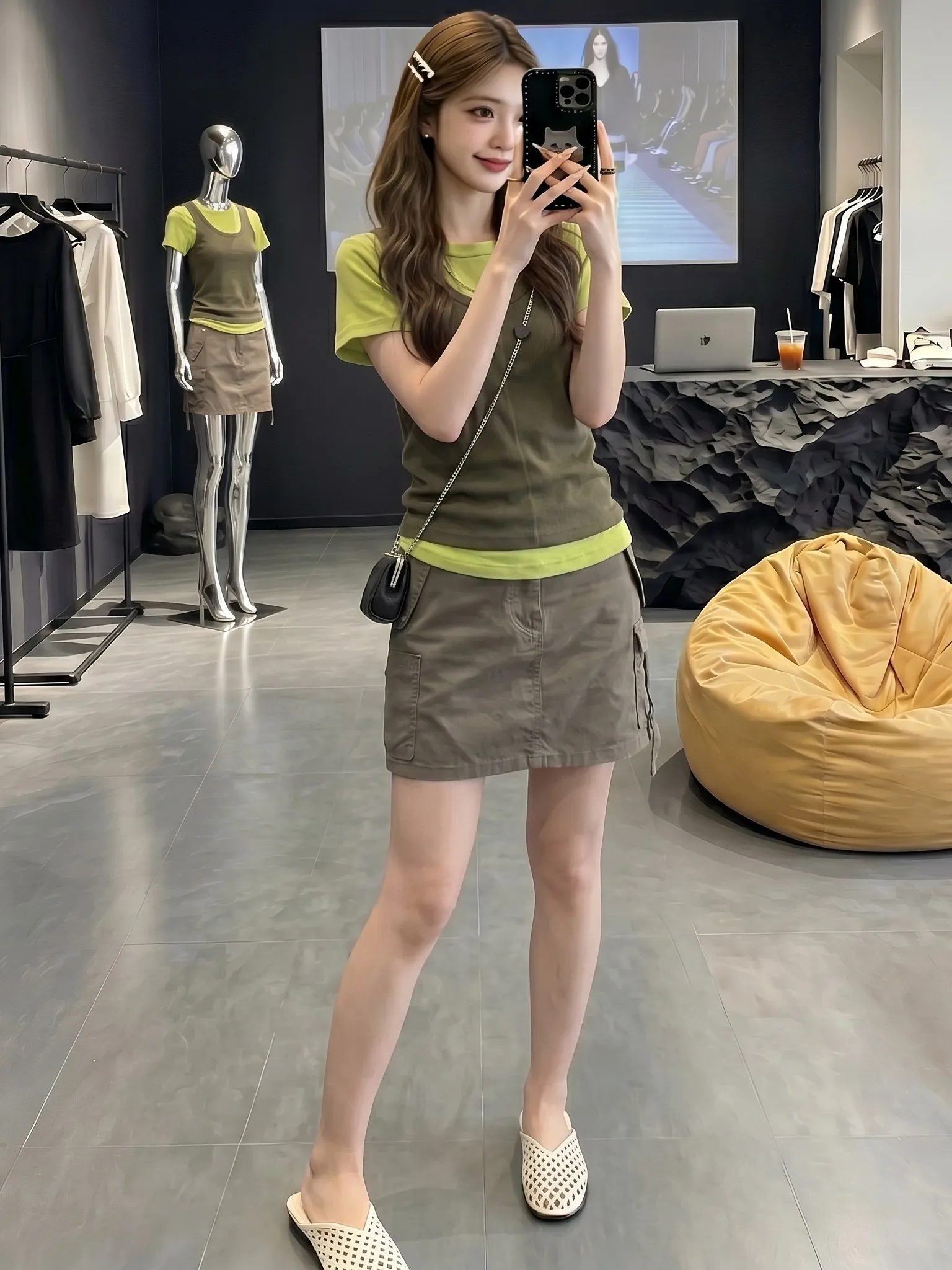 Unique Stylish Summer Outfit Two-Piece Set Trendy Layered Tank Top T-Shirt Loose Slimming High Waist Skirt for Women
Unique Stylish Summer Outfit Two-Piece Set Trendy Layered Tank Top T-Shirt Loose Slimming High Waist Skirt for Women