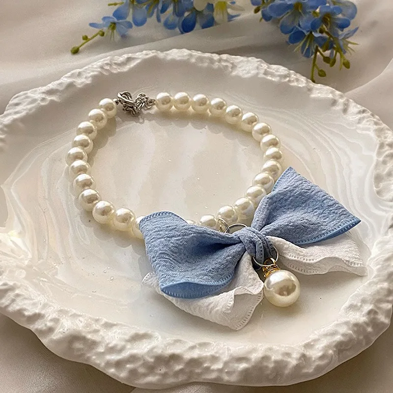 Pet Collar Dog Kitten Bell Necklace Jewelry Pearl Bow Collar Elegant Party Wedding Dress Collar For Chihuahua Yorkie Girl
Pet Collar Dog Kitten Bell Necklace Jewelry Pearl Bow Collar Elegant Party Wedding Dress Collar For Chihuahua Yorkie Girl