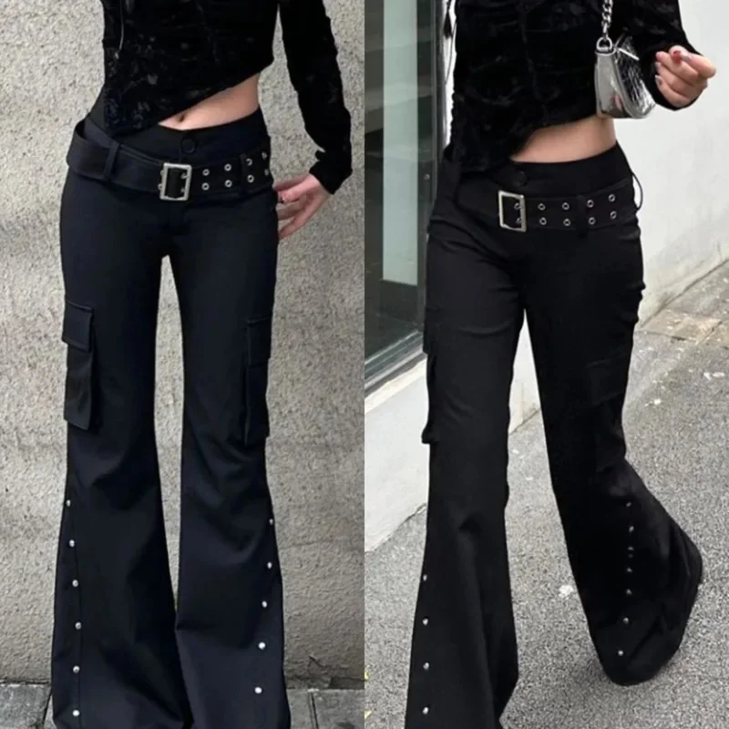 Studded Y2K Pants Women Casual Low Waist Flared Pants Girl Versatile High Street Button Design Sense Hot Floor-Length Pants New
Studded Y2K Pants Women Casual Low Waist Flared Pants Girl Versatile High Street Button Design Sense Hot Floor-Length Pants New