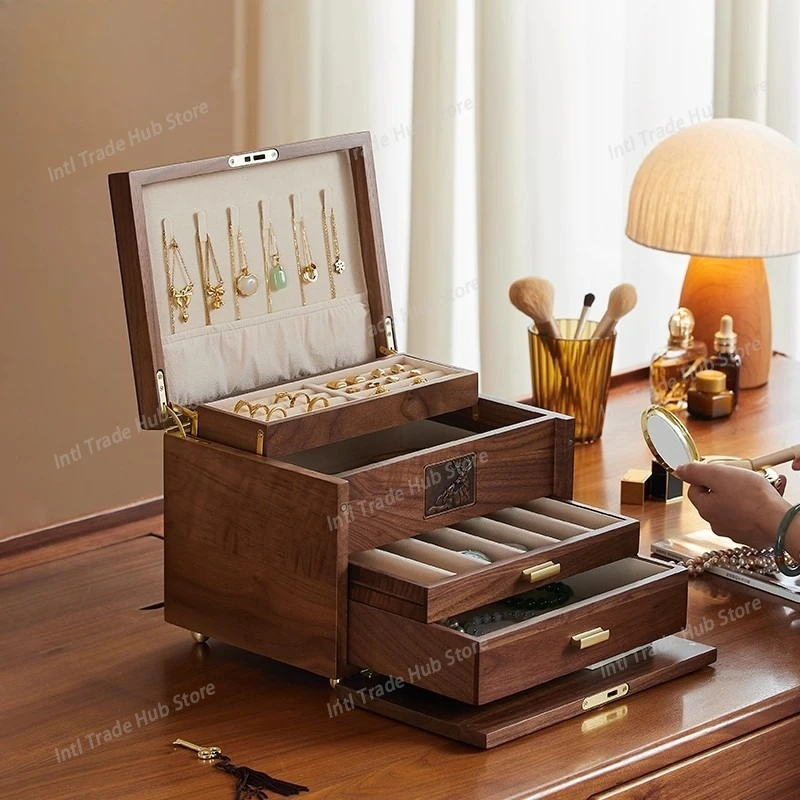 Large Capacity Solid Wood Multi-layer Drawer-style Necklace Earring Ring Jewelry Storage Box Gift Pure Color Chinese Retro
Large Capacity Solid Wood Multi-layer Drawer-style Necklace Earring Ring Jewelry Storage Box Gift Pure Color Chinese Retro