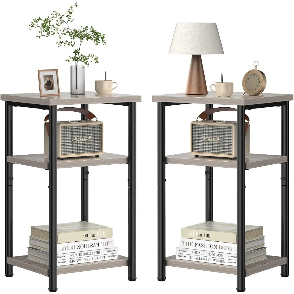 3-Tier Side Table with Adjustable Feet, Space-Saving Storage Shelf for Living Room Bedroom Office, Set of 2 Grey
3-Tier Side Table with Adjustable Feet, Space-Saving Storage Shelf for Living Room Bedroom Office, Set of 2 Grey