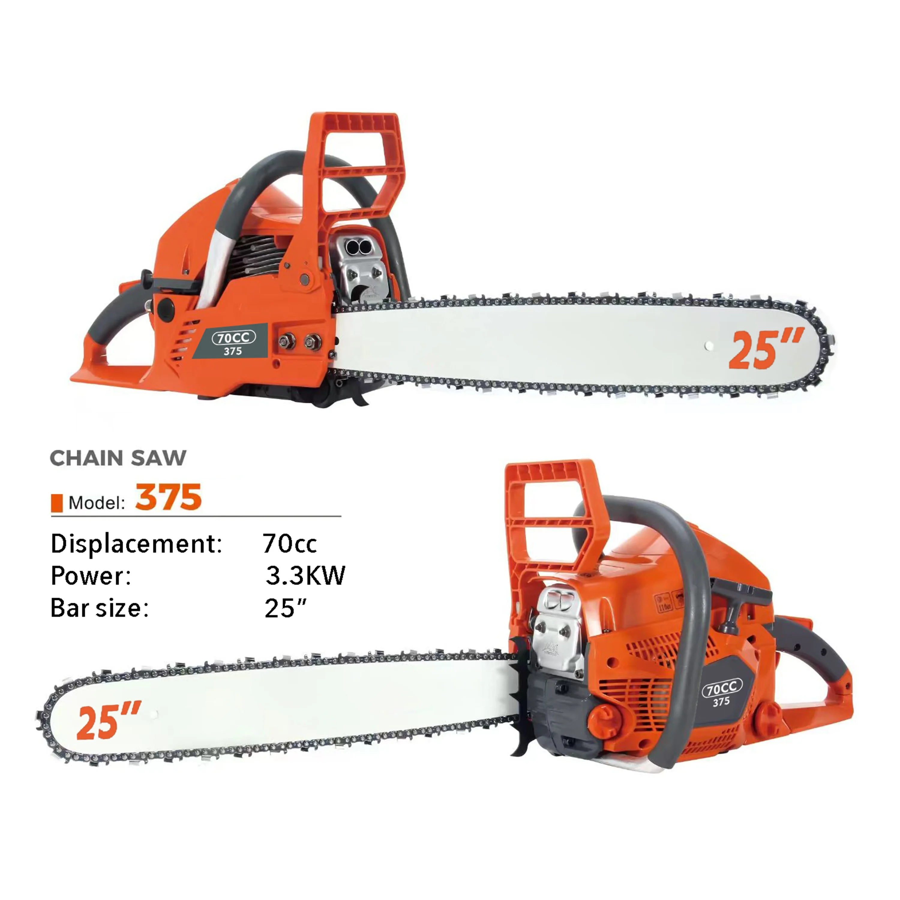 Professional 70cc Chainsaw 25 Inch Guide Bar High Power Industrial Wood Cutting Machine Petrol Chain Saw
Professional 70cc Chainsaw 25 Inch Guide Bar High Power Industrial Wood Cutting Machine Petrol Chain Saw