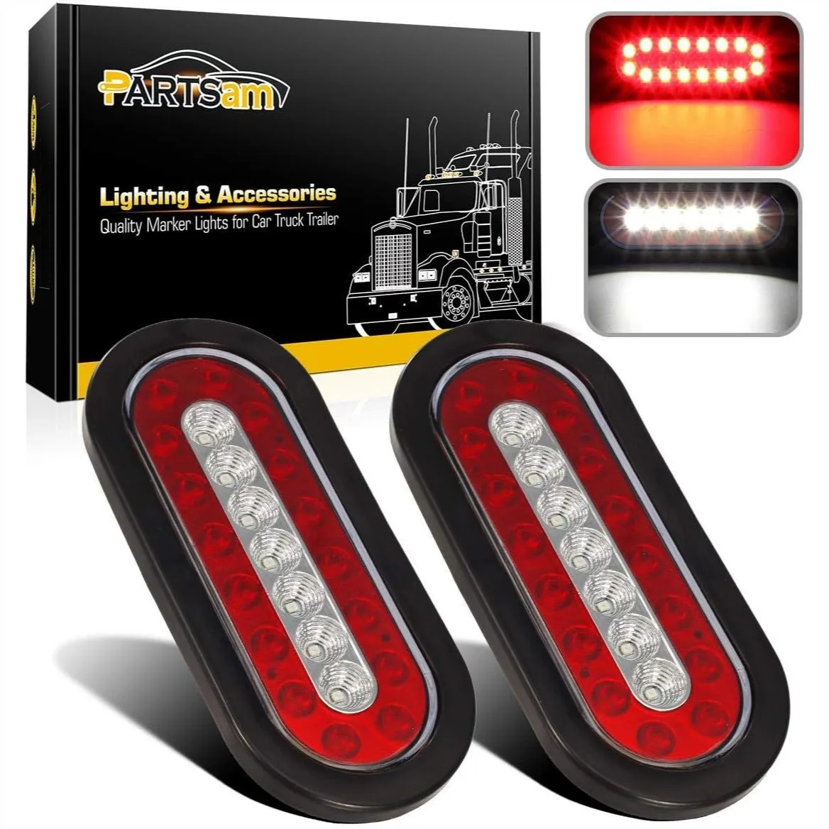 6.3" Oval LED Trailer Tail Lights with Brake, Reverse, and Running Functions for Trucks and Trailers
6.3" Oval LED Trailer Tail Lights with Brake, Reverse, and Running Functions for Trucks and Trailers