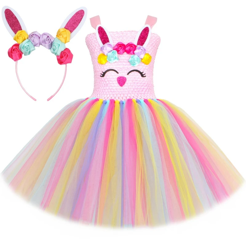 New Halloween Easter Bunny Tulle Tutu Dress for Girls Stage Puffy Skirt with Rainbow Flowers Children's Formal Princess Dress
New Halloween Easter Bunny Tulle Tutu Dress for Girls Stage Puffy Skirt with Rainbow Flowers Children's Formal Princess Dress