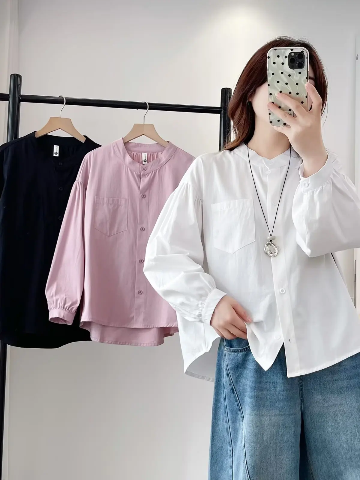 Loose Long Sleeve Shirt Korean Style Casual Design Pocket Lantern Sleeve Large Size Women's Fashion Autumn Clothing 2025
Loose Long Sleeve Shirt Korean Style Casual Design Pocket Lantern Sleeve Large Size Women's Fashion Autumn Clothing 2025