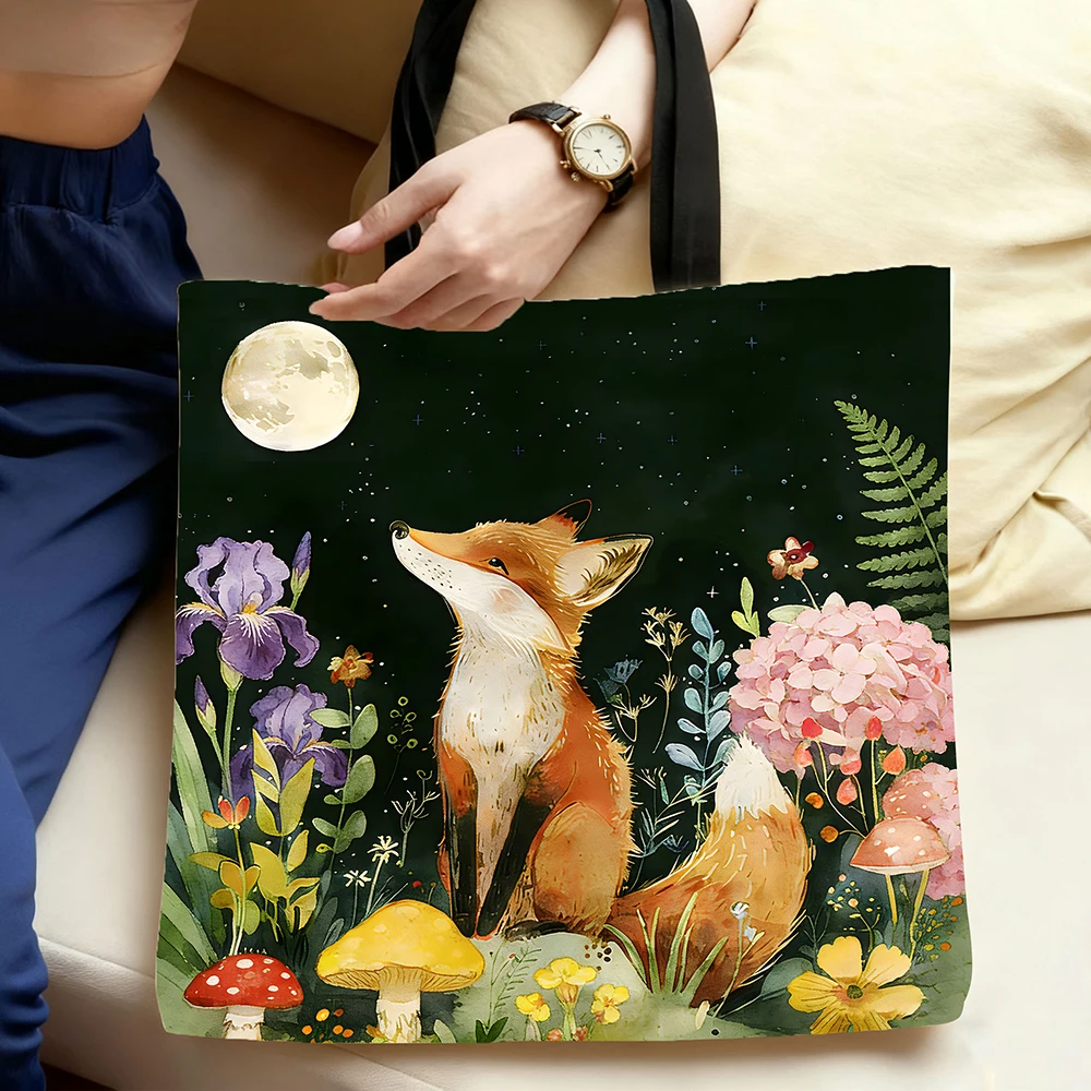 1 Pcs Fox & Moon Floral Tote Bag, Reusable Shopping Bag with Forest Animal Print, Spacious Shoulder Bag for Daily Use, Grocery,
1 Pcs Fox & Moon Floral Tote Bag, Reusable Shopping Bag with Forest Animal Print, Spacious Shoulder Bag for Daily Use, Grocery,