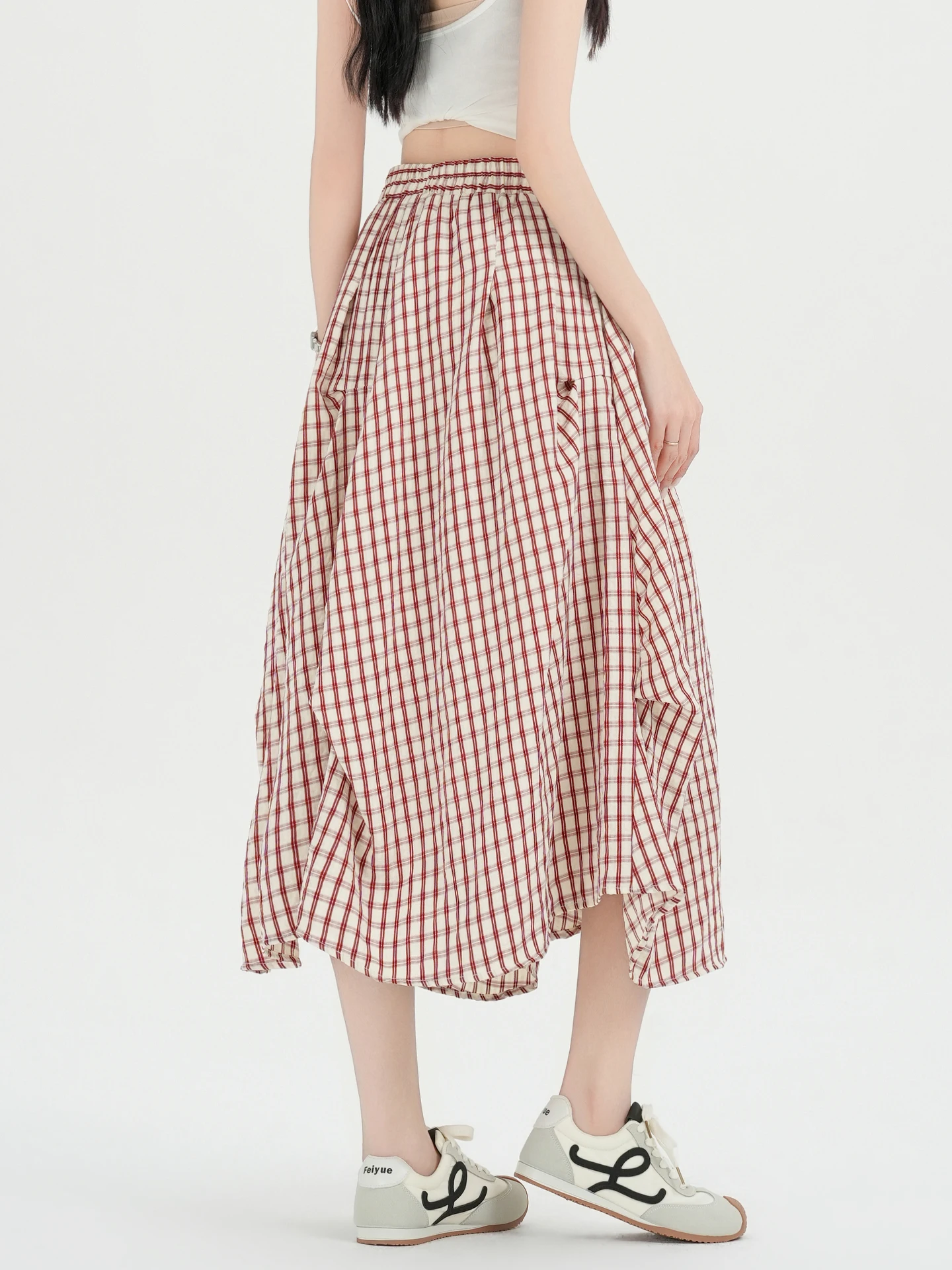 American Red Plaid Pleated Flower Bud Midi Skirt Women Summer Thin Irregular A-Line Umbrella Skirt High Waist Breathable
American Red Plaid Pleated Flower Bud Midi Skirt Women Summer Thin Irregular A-Line Umbrella Skirt High Waist Breathable