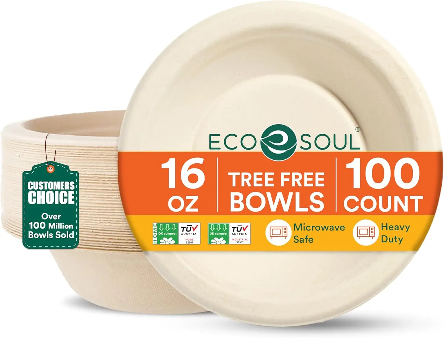 16 oz Disposable Paper Bowls 100 Pack – Biodegradable Sugarcane Bagasse, Heavy Duty, Microwave Safe, Natural Brown
16 oz Disposable Paper Bowls 100 Pack – Biodegradable Sugarcane Bagasse, Heavy Duty, Microwave Safe, Natural Brown
