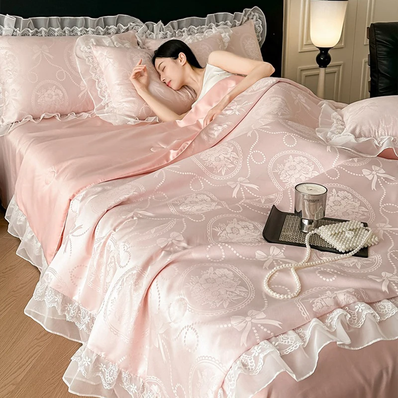 Cooling Summer Quilt Twin Queen Size 2026 Korean Lace Trim Silky Satin Lightweight Blanket for Hot Summer Nights Bedroom AC Room
Cooling Summer Quilt Twin Queen Size 2026 Korean Lace Trim Silky Satin Lightweight Blanket for Hot Summer Nights Bedroom AC Room
