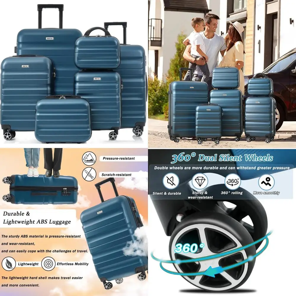 6-piece hardshell abs suitcases with 8 silent spinner wheels: durable and lightweight luggage set for family travel
6-piece hardshell abs suitcases with 8 silent spinner wheels: durable and lightweight luggage set for family travel