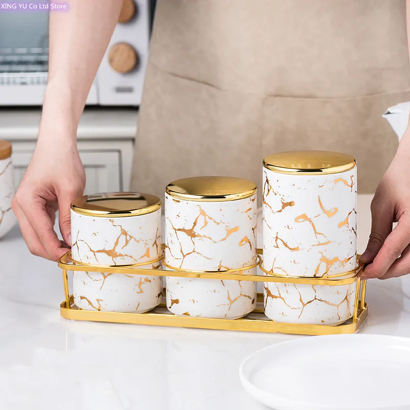 With Cover Ceramic Airtight Jar Spice Organizer Rack Suger Jar Food Container Storage Kitchen Canister Sets Cereal Dispenser
With Cover Ceramic Airtight Jar Spice Organizer Rack Suger Jar Food Container Storage Kitchen Canister Sets Cereal Dispenser