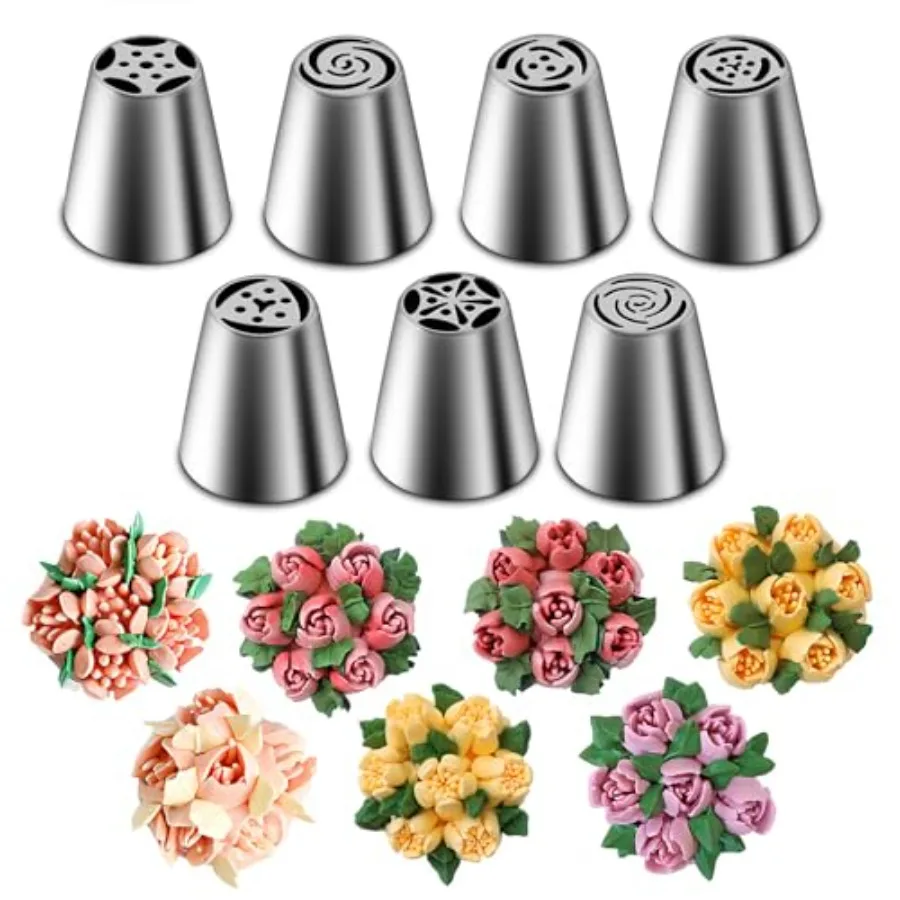 Russian Piping Tips Set, Stainless Steel Cupcake Flower Shaped Frosting Nozzle Kit, Kitchen Gadgets For Pastry Cupcakes Cakes C
Russian Piping Tips Set, Stainless Steel Cupcake Flower Shaped Frosting Nozzle Kit, Kitchen Gadgets For Pastry Cupcakes Cakes C