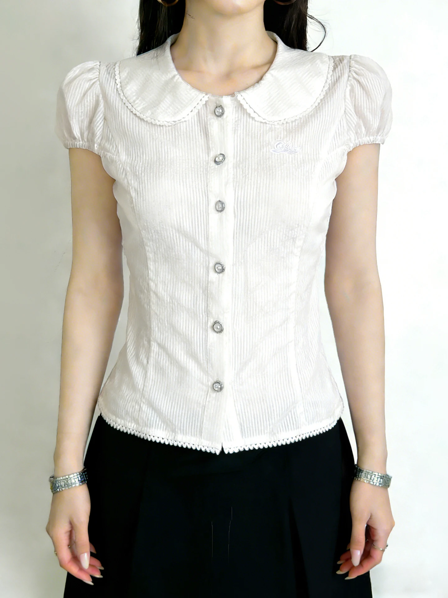 WEEKEEP Street Style Short Sleeve Slim Fit Shirt Pure Color Button up Doll Collar Translucent Casual Top for Teen Girls
WEEKEEP Street Style Short Sleeve Slim Fit Shirt Pure Color Button up Doll Collar Translucent Casual Top for Teen Girls