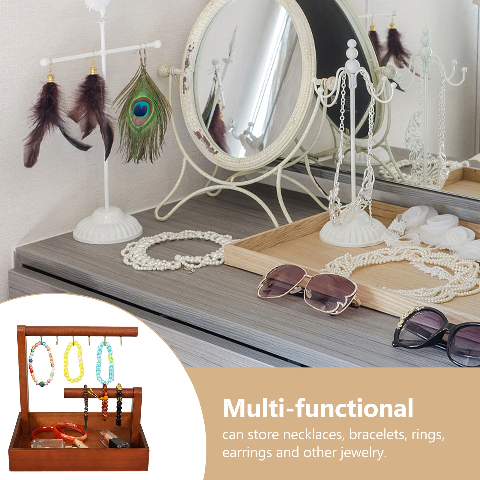 Wooden Jewelry Display Rack Bangle Stand Bracelet Holder Organizer Watch Display Rack Desktop Jewelry Organizer Storage Holder
Wooden Jewelry Display Rack Bangle Stand Bracelet Holder Organizer Watch Display Rack Desktop Jewelry Organizer Storage Holder