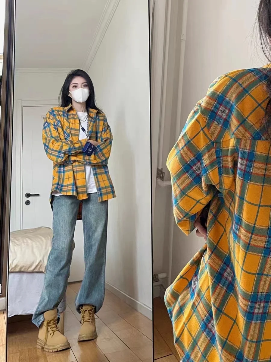 plus Size Yellow Plaid Shirt Women's Spring Autumn American Style Retro Long Sleeve Top for plus Size Girls Comfortable Fit
plus Size Yellow Plaid Shirt Women's Spring Autumn American Style Retro Long Sleeve Top for plus Size Girls Comfortable Fit
