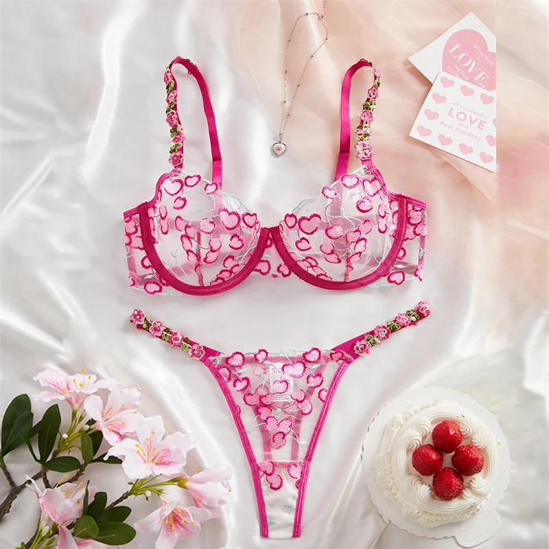 Sexy Lingerie for Women Heart Embroidery Lingerie Set Rose Red Pure Desire Intimate Erotic Lingerie See Through Bra Panty Set
Sexy Lingerie for Women Heart Embroidery Lingerie Set Rose Red Pure Desire Intimate Erotic Lingerie See Through Bra Panty Set