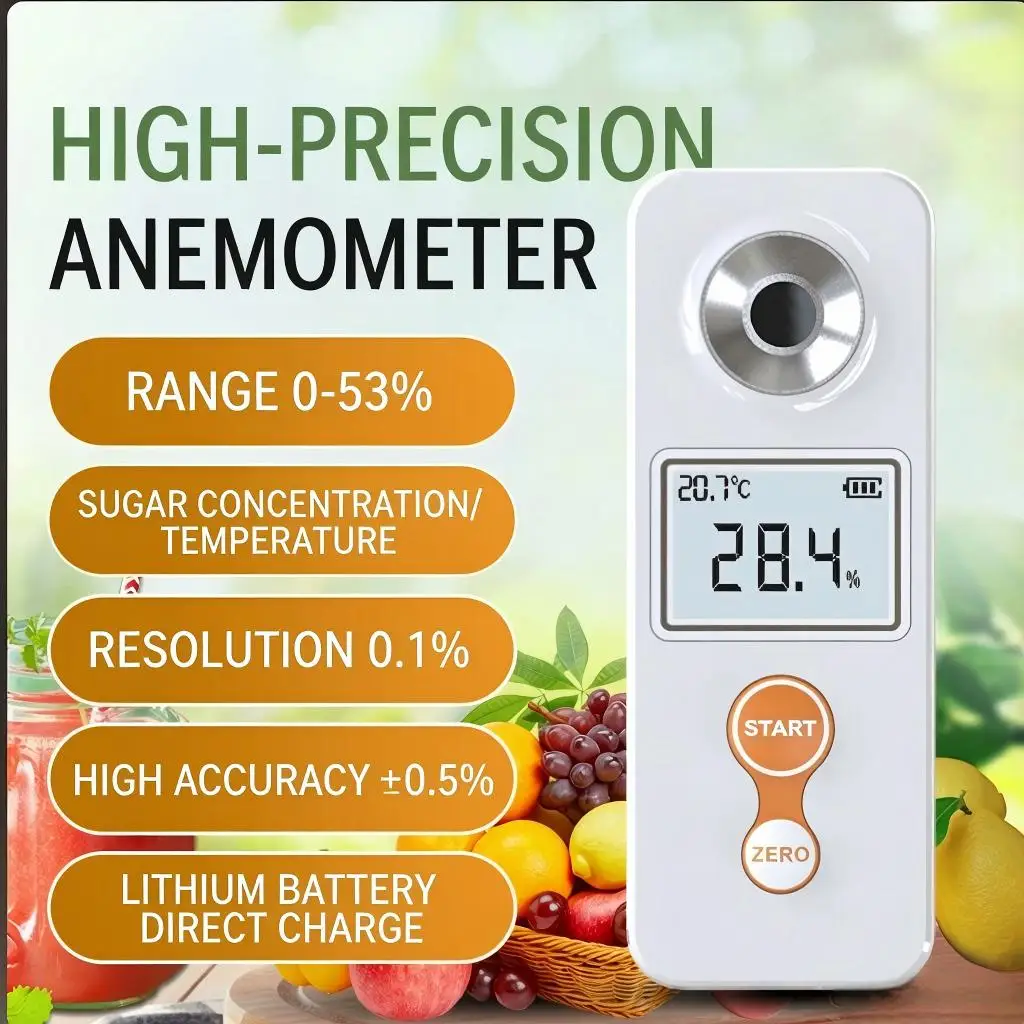 Digital Brix Refractometer, Sugar Content Tester with 0-53% Measurement Range, 0.1% Resolution and Temperature Display
Digital Brix Refractometer, Sugar Content Tester with 0-53% Measurement Range, 0.1% Resolution and Temperature Display