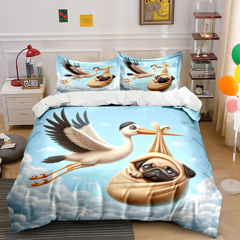 Stork carrying a puppy bundle Pattern Duvet Cover Set Digital Print Colorful Polyester Bedding with Zipper Closur for kids gifts
Stork carrying a puppy bundle Pattern Duvet Cover Set Digital Print Colorful Polyester Bedding with Zipper Closur for kids gifts