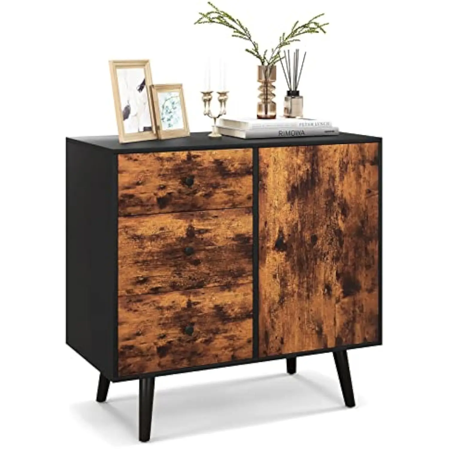 Storage cabinet with door & 3 drawers, mid-century floor cabinet with adjustable shelf, wooden buffet table sideboard, multipur
Storage cabinet with door & 3 drawers, mid-century floor cabinet with adjustable shelf, wooden buffet table sideboard, multipur