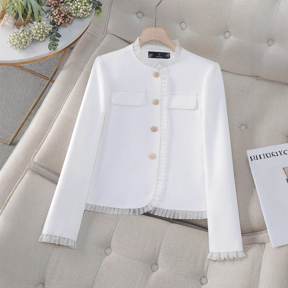 White Pink Small Fragrant Jacket Women Blazers New Spring Autumn Short Suit Coat Fashionable Fungus Side Top Female Outerwear
White Pink Small Fragrant Jacket Women Blazers New Spring Autumn Short Suit Coat Fashionable Fungus Side Top Female Outerwear
