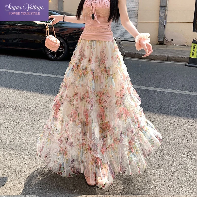 French Elegant Heavy Industry Stitching Printed Mesh Cake Skirt Women's Summer High Waist A-line Slim Lone Skirt Sweet Pretty
French Elegant Heavy Industry Stitching Printed Mesh Cake Skirt Women's Summer High Waist A-line Slim Lone Skirt Sweet Pretty
