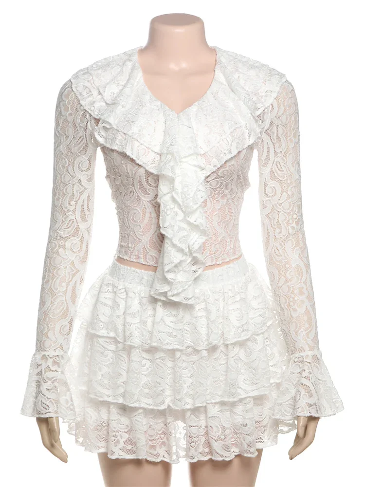 Sisterlinda French Lace Stacked 2 Piece Set Fashion Emboridered Ruffle Full Sleeve Tops+A-line Cake Mini Skirts Romantic Outfits
Sisterlinda French Lace Stacked 2 Piece Set Fashion Emboridered Ruffle Full Sleeve Tops+A-line Cake Mini Skirts Romantic Outfits
