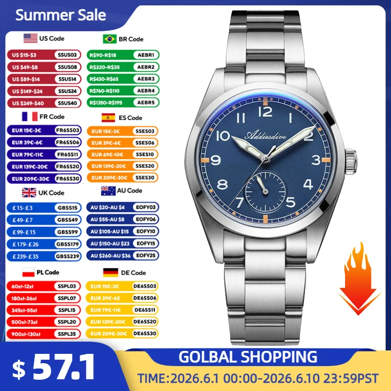 ADDIESDIVE Men's Watch 36mm Waterproof 100m Quartz Wristwatch AD2099 Super Luminous Domed Bubble Glass Stainless Steel Watches
ADDIESDIVE Men's Watch 36mm Waterproof 100m Quartz Wristwatch AD2099 Super Luminous Domed Bubble Glass Stainless Steel Watches