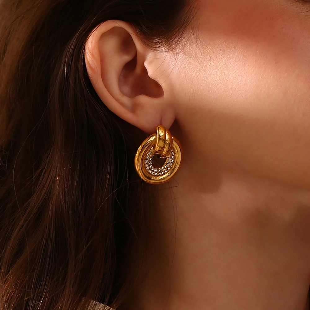 E.B.belle New Classic Rhinestone Round Earring Elegant Style Stainless Steel Waterproof 18K Gold Plated Women Jewelry For Party
E.B.belle New Classic Rhinestone Round Earring Elegant Style Stainless Steel Waterproof 18K Gold Plated Women Jewelry For Party