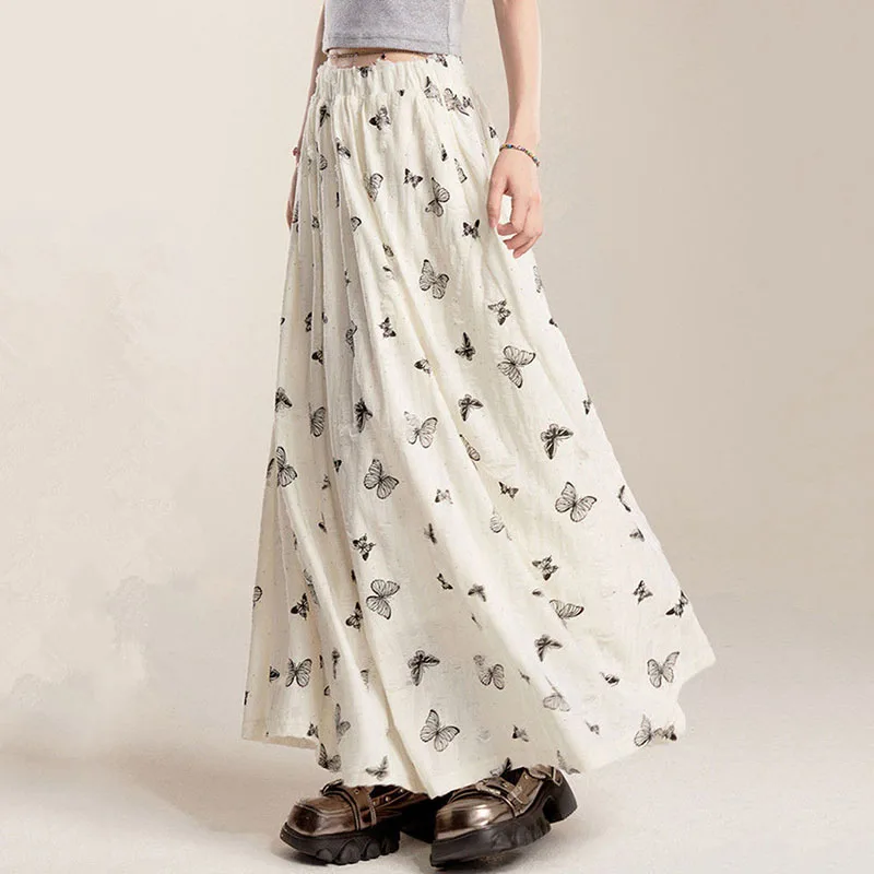 Fashion Butterfly Long Skirts for Women Casual A Line Elastic High Waist Midi Skirts Female White Elegant Skirts Women Clothing
Fashion Butterfly Long Skirts for Women Casual A Line Elastic High Waist Midi Skirts Female White Elegant Skirts Women Clothing