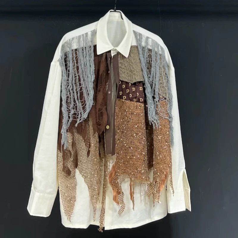 Autumn Vintage Design Multi-layer Long Sleeved Shirt Men's Loose Tassel Splicing Shirts Trendy Streetwear Creativity Tops 2025
Autumn Vintage Design Multi-layer Long Sleeved Shirt Men's Loose Tassel Splicing Shirts Trendy Streetwear Creativity Tops 2025