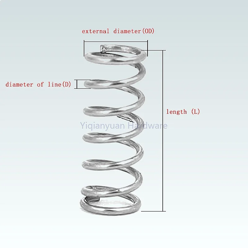 Yiqianyuan SUS304 Stainless Steel Compression Spring 1.6mm Wire OD 10-25mm Length 10-200mm Pressure Springs
Yiqianyuan SUS304 Stainless Steel Compression Spring 1.6mm Wire OD 10-25mm Length 10-200mm Pressure Springs