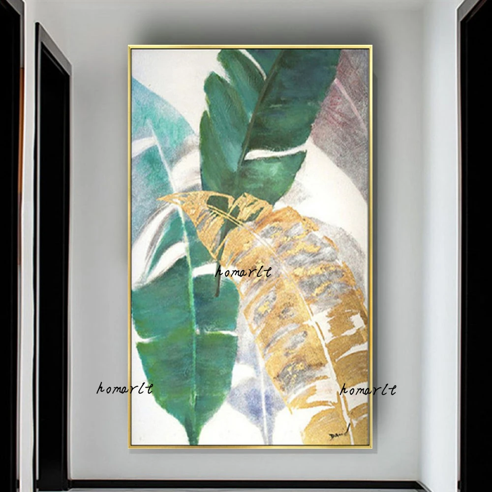 Handmade Abstract Oil Painting On Canvas Art Green Gold Foil Banana Leaf Landscape Wall Picture For Home Decor Wall Living Room
Handmade Abstract Oil Painting On Canvas Art Green Gold Foil Banana Leaf Landscape Wall Picture For Home Decor Wall Living Room