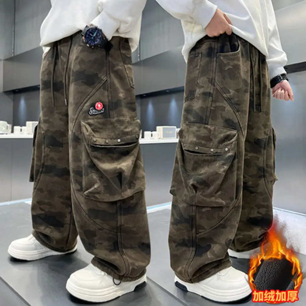 Boys Winter Brown Camouflage Cargo Pants with Pocket Kids Loose Casual Thermal Camo Trousers Children Fleece Lined Sweatpants
Boys Winter Brown Camouflage Cargo Pants with Pocket Kids Loose Casual Thermal Camo Trousers Children Fleece Lined Sweatpants