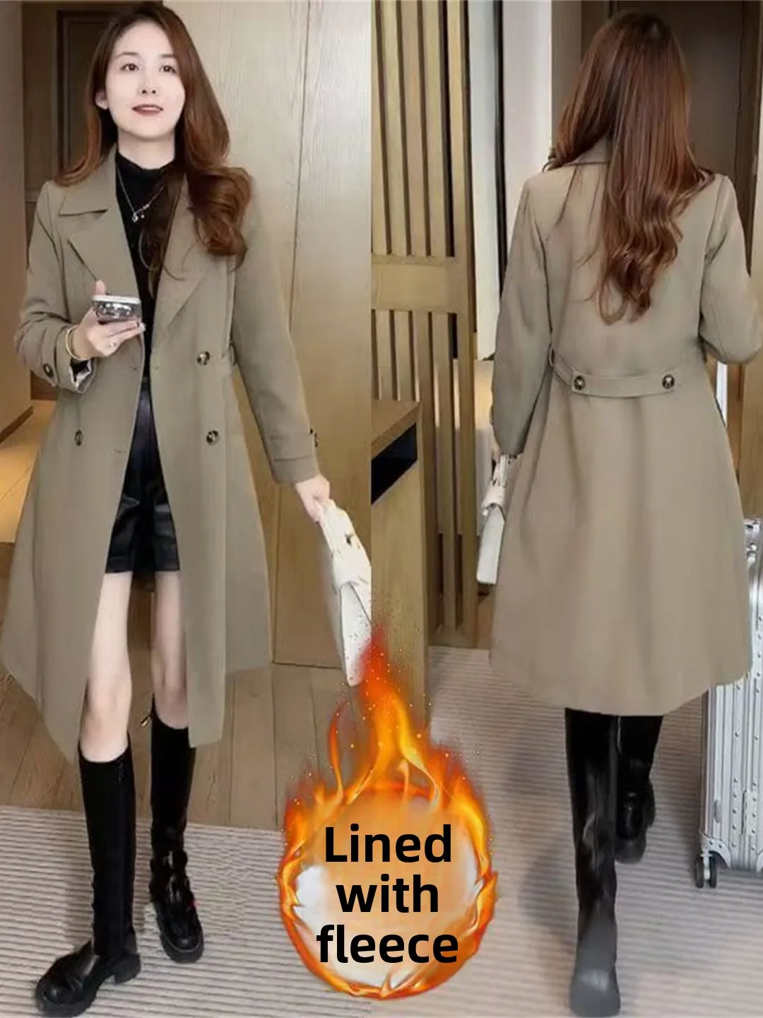 Women's Fashion Thickened Fleece Inner Waist-Cinching Long Coat Autumn Winter New Style Korean Version Straight Cut Coat
Women's Fashion Thickened Fleece Inner Waist-Cinching Long Coat Autumn Winter New Style Korean Version Straight Cut Coat