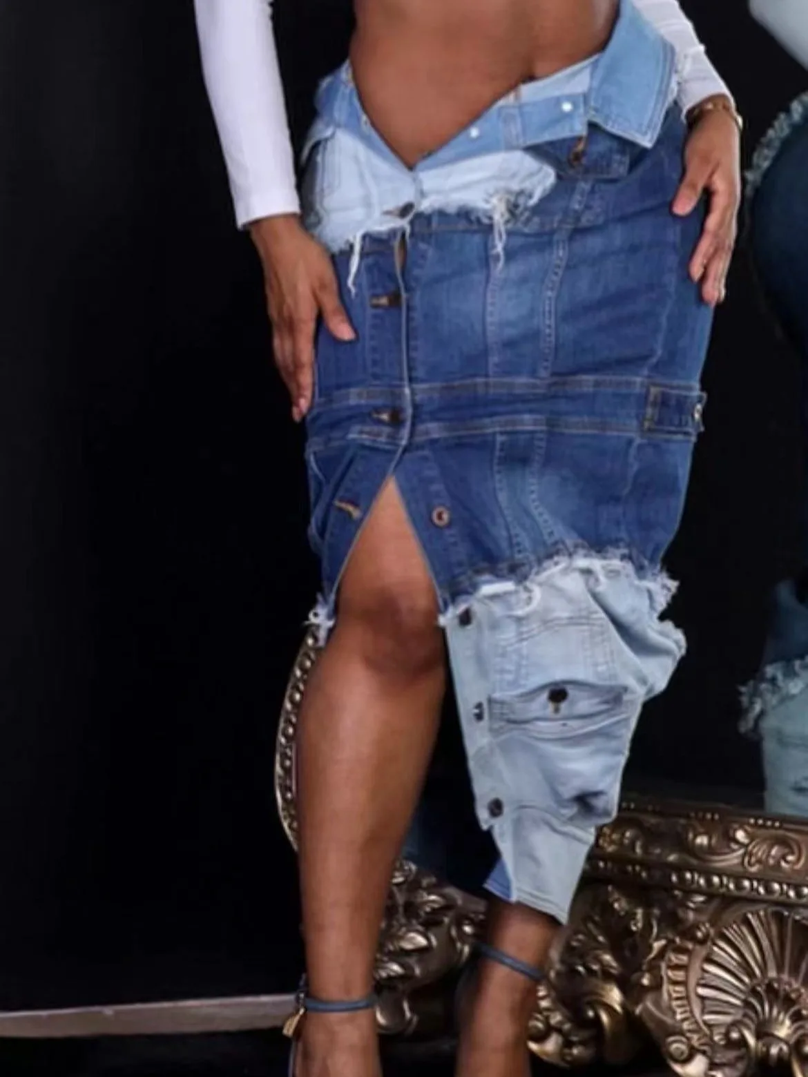 Длинные джинсовые юбки Джинсы Женский дизайн Ниша Макси Сплит Роскошные контрастные цветные блоки Лоскутная однобортная искусственная юбка из двух частей
Длинные джинсовые юбки Джинсы Женский дизайн Ниша Макси Сплит Роскошные контрастные цветные блоки Лоскутная однобортная искусственная юбка из двух частей