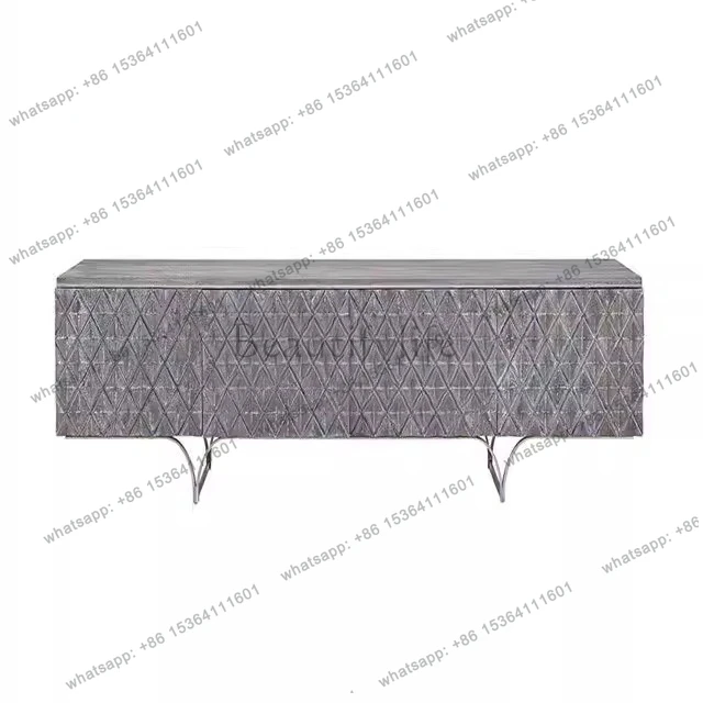 American light luxury solid wood dining side cabinet retro gray storage decoration stainless steel entrance cabinet
American light luxury solid wood dining side cabinet retro gray storage decoration stainless steel entrance cabinet