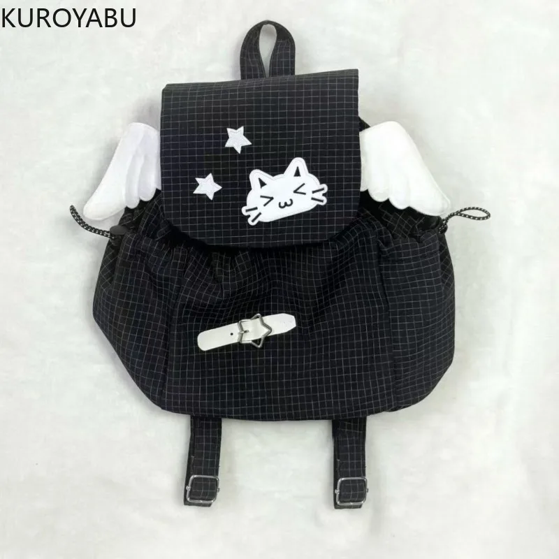 Plaid Kawaii Wings Backpack Women Cute Y2k Aesthetic Fashion Japanese Sweet Schoolbags Casual Drawstring Streetwear Backpacks
Plaid Kawaii Wings Backpack Women Cute Y2k Aesthetic Fashion Japanese Sweet Schoolbags Casual Drawstring Streetwear Backpacks